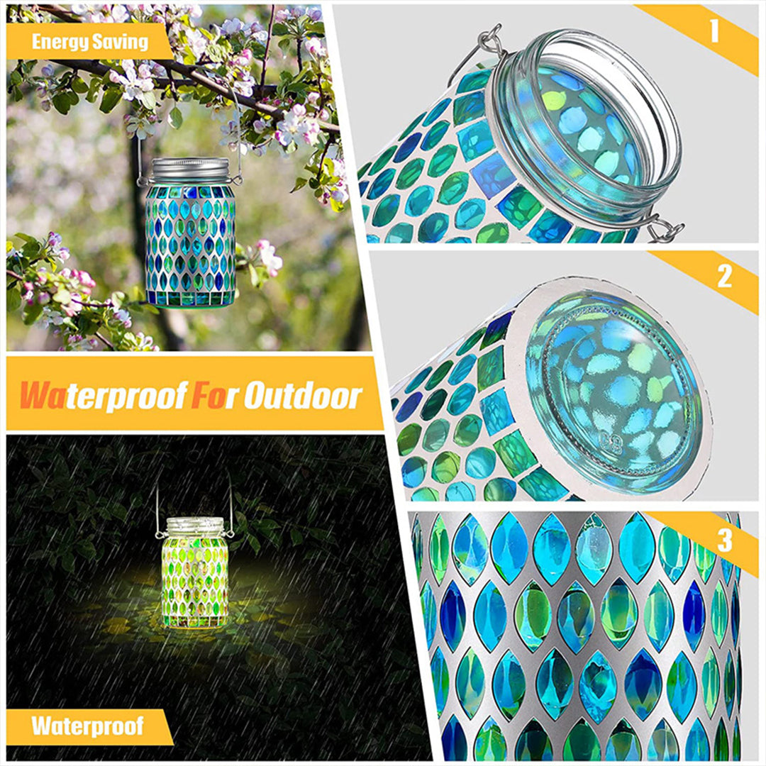 Handgemaakte Gekleurde Solar Buitenlamp – Stained Glass met Magisch Lichtspel