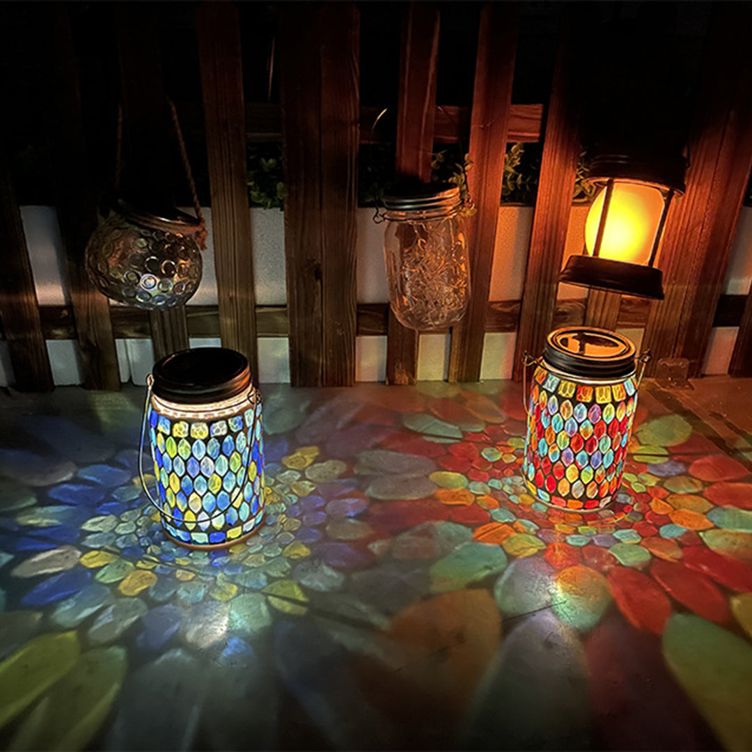 Handgemaakte Gekleurde Solar Buitenlamp – Stained Glass met Magisch Lichtspel