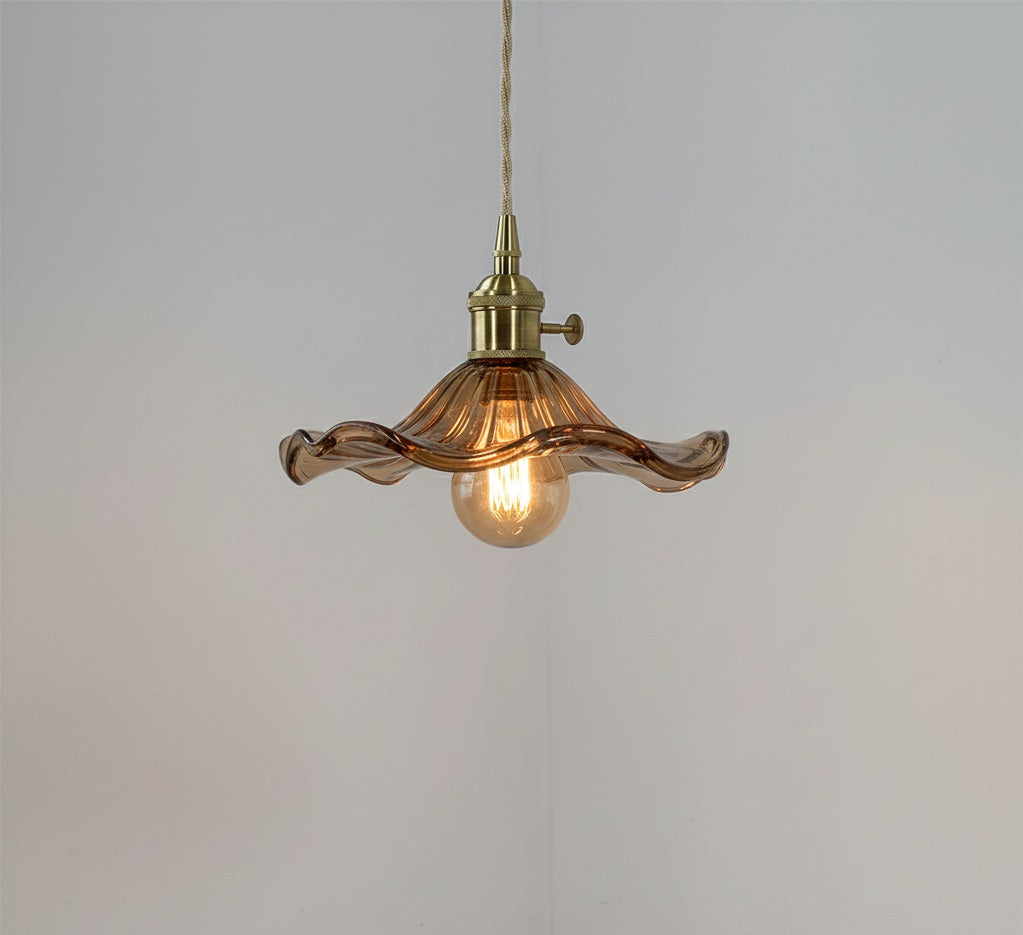 Elegante Glazen Hibiscusbloem Hanglamp met Stijlvol Design