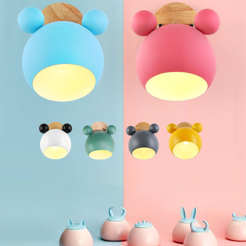 Scandinavische Cartoon Bear Dome Wandlamp – Kinderkamer Verlichting