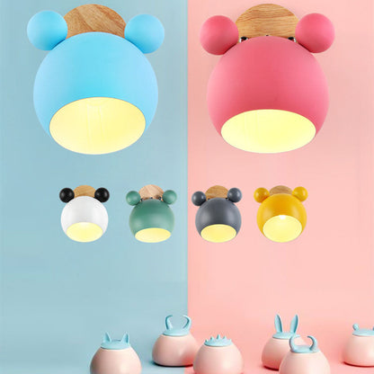 Scandinavische Cartoon Bear Dome Wandlamp – Kinderkamer Verlichting