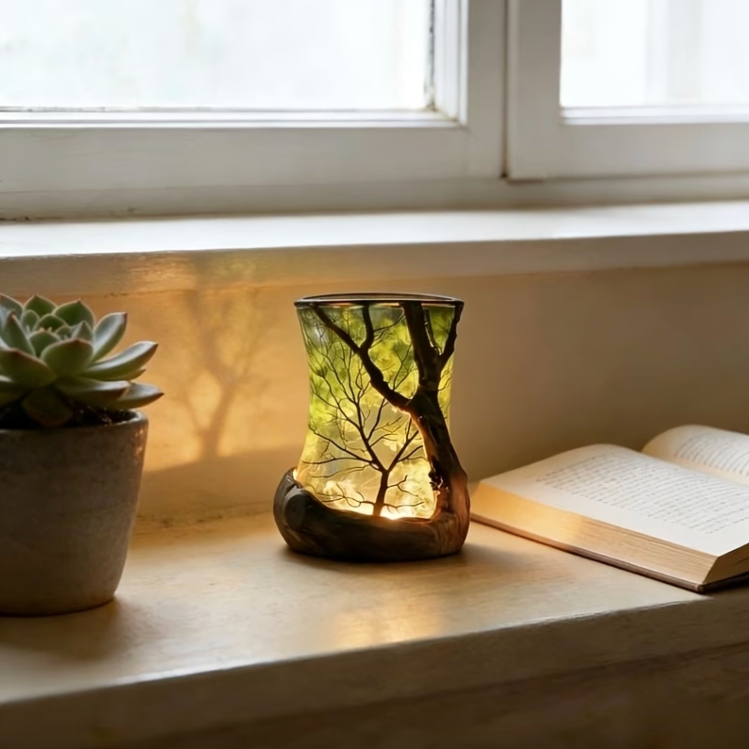 Decoratieve LED Tafellamp – Sfeerlamp met Boomtak Design
