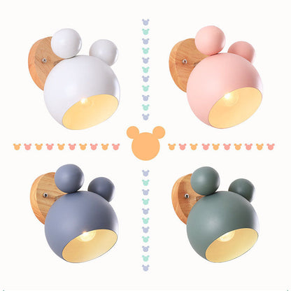 Scandinavische Cartoon Bear Dome Wandlamp – Kinderkamer Verlichting