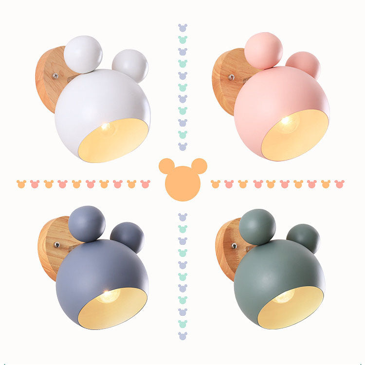 Scandinavische Cartoon Bear Dome Wandlamp – Kinderkamer Verlichting
