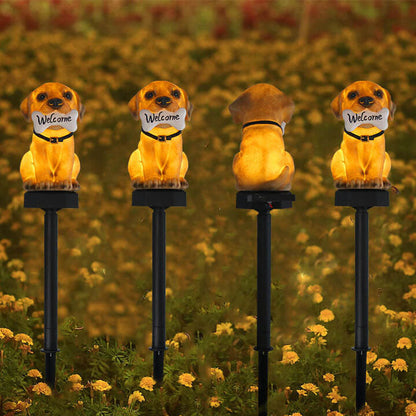 Schattige Puppy Tuinlamp met – Geel – 2 V (1 Lichtbron)