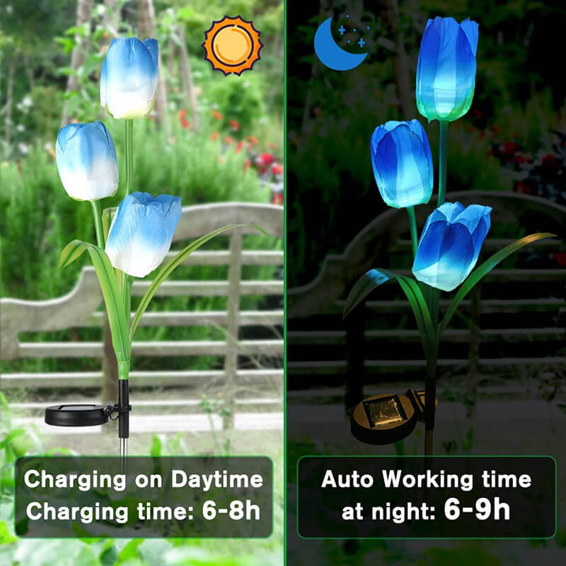 Solar LED Tuinlamp met Tulp Design – Roze/Paars/Blauw/Geel – (1 LED)