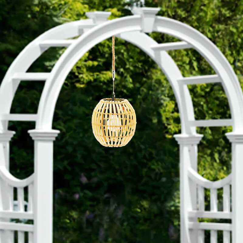 Solar LED Hanglamp met Japandi Design – Vintage Geel – 1.2 V (1 Lichtbron)