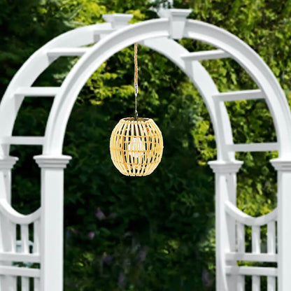 Solar LED Hanglamp met Japandi Design – Vintage Geel – 1.2 V (1 Lichtbron)