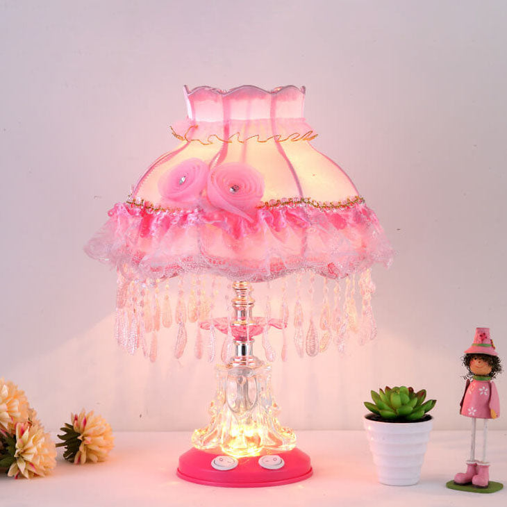 Moderne Stoffen Tafellamp – Glas & Textiel, E26 Fitting, 39 cm Hoog