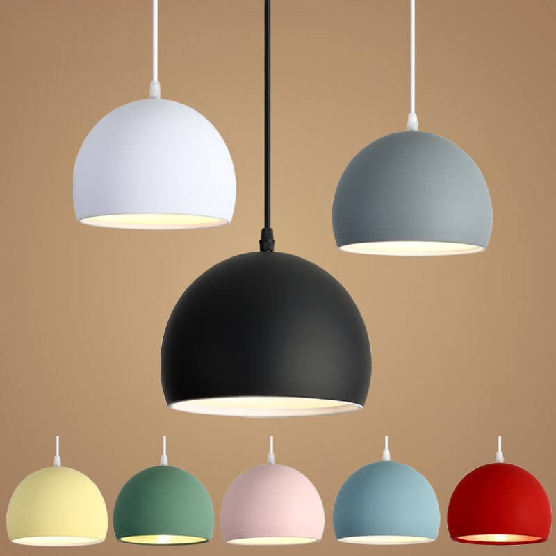 Moderne Aluminium Hanglamp – Zwart, Wit, Geel, Blauw, Roze, Rood, Groen, Grijs – E26