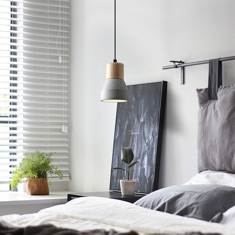 Moderne Hanglamp van Cement & Hout met Industrieel Design