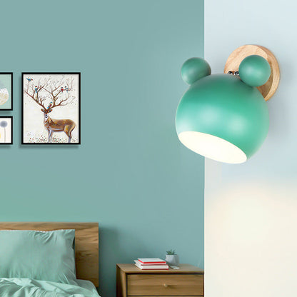 Scandinavische Cartoon Bear Dome Wandlamp – Kinderkamer Verlichting