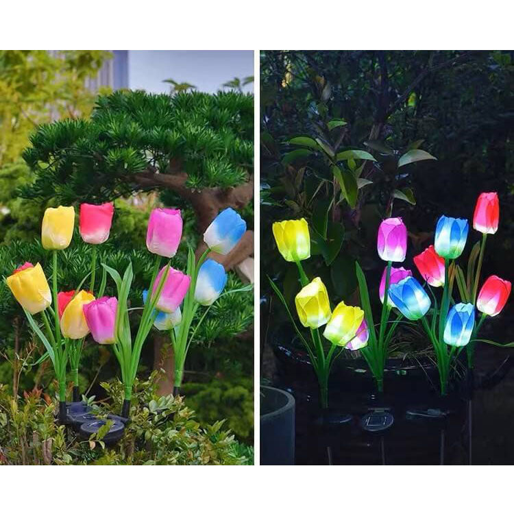 Solar LED Tuinlamp met Tulp Design – Roze/Paars/Blauw/Geel – (1 LED)