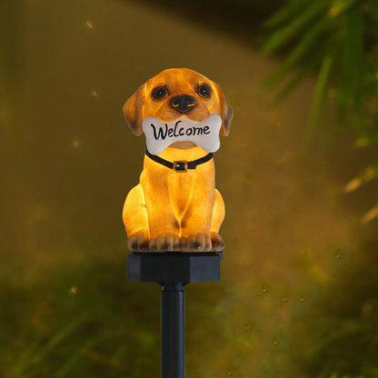 Schattige Puppy Tuinlamp met – Geel – 2 V (1 Lichtbron)