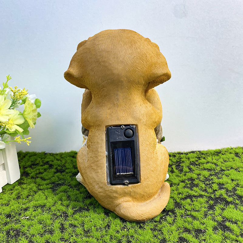 Solar Outdoor Puppy LED Buitenlamp – Chroom – (1 LED)