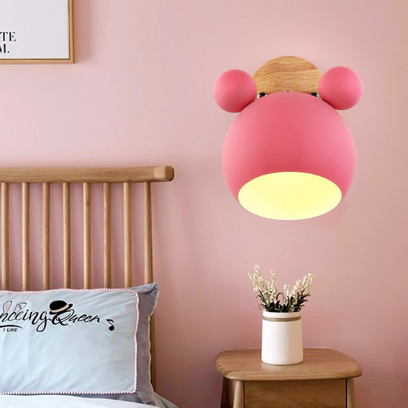 Scandinavische Cartoon Bear Dome Wandlamp – Kinderkamer Verlichting