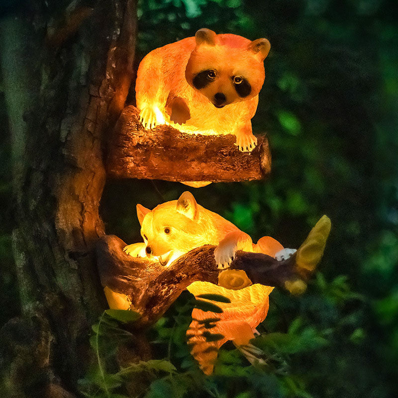 Decoratieve Solar Dierentuinlamp – Uil / Kameleon / Toekan / Wasbeer – (1 LED)