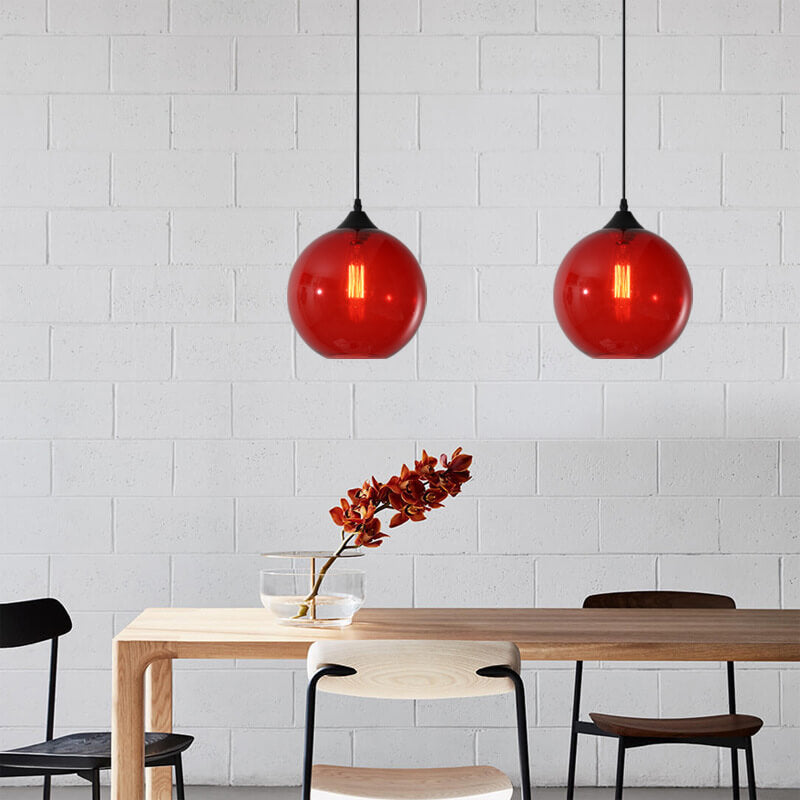 Moderne Glazen Hanglamp in Meerdere Kleuren met Bolvormig Design