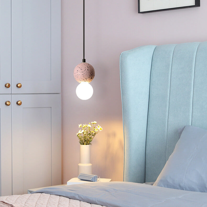 Stenen Japandi Hanglamp – Zwart/Roze/Grijs – E14 Fitting