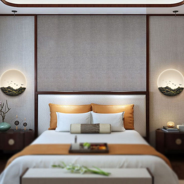 Aziatische Wandlamp met Minimalistisch Design – Iron, Acryl & Resin – LED