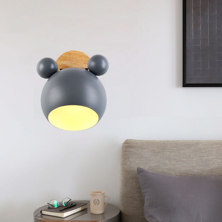 Scandinavische Cartoon Bear Dome Wandlamp – Kinderkamer Verlichting