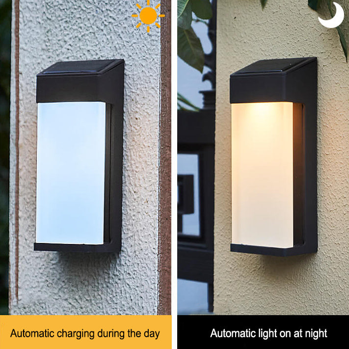 Solar Vierkante Matglazen LED Buitenlamp | Waterdichte Solar Wandlamp
