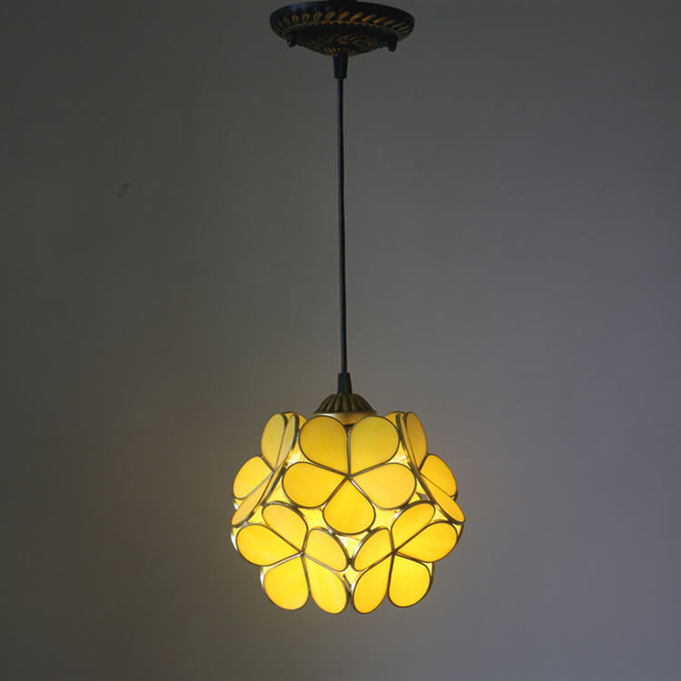 Vintage Glazen Hanglamp – Kleurrijk Handgemaakt Design