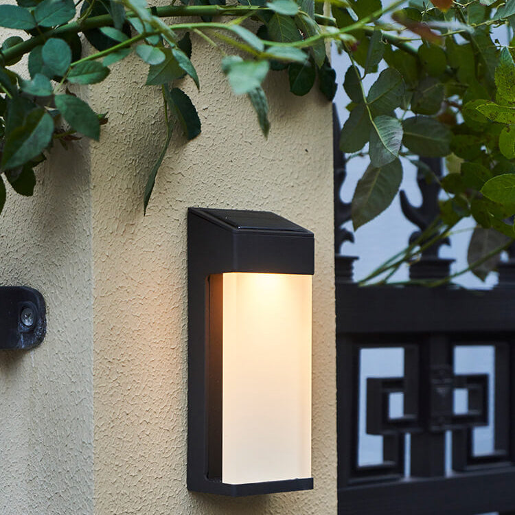 Solar Vierkante Matglazen LED Buitenlamp | Waterdichte Solar Wandlamp