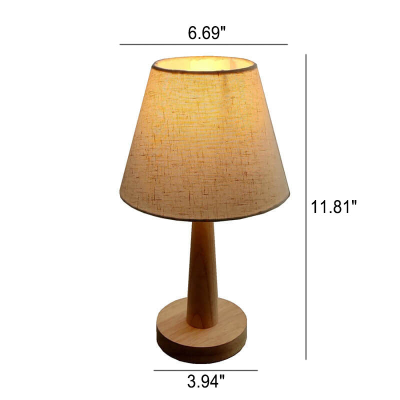 Moderne Houten Tafellamp met Stoffen Kap – E26 Plug-in