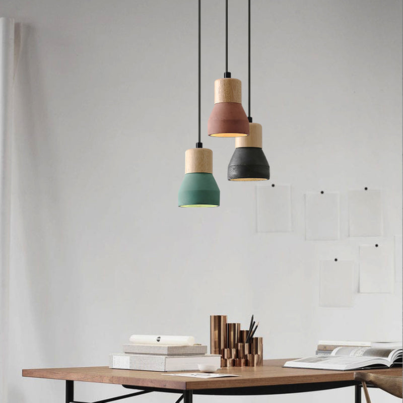 Moderne Hanglamp van Cement & Hout met Industrieel Design