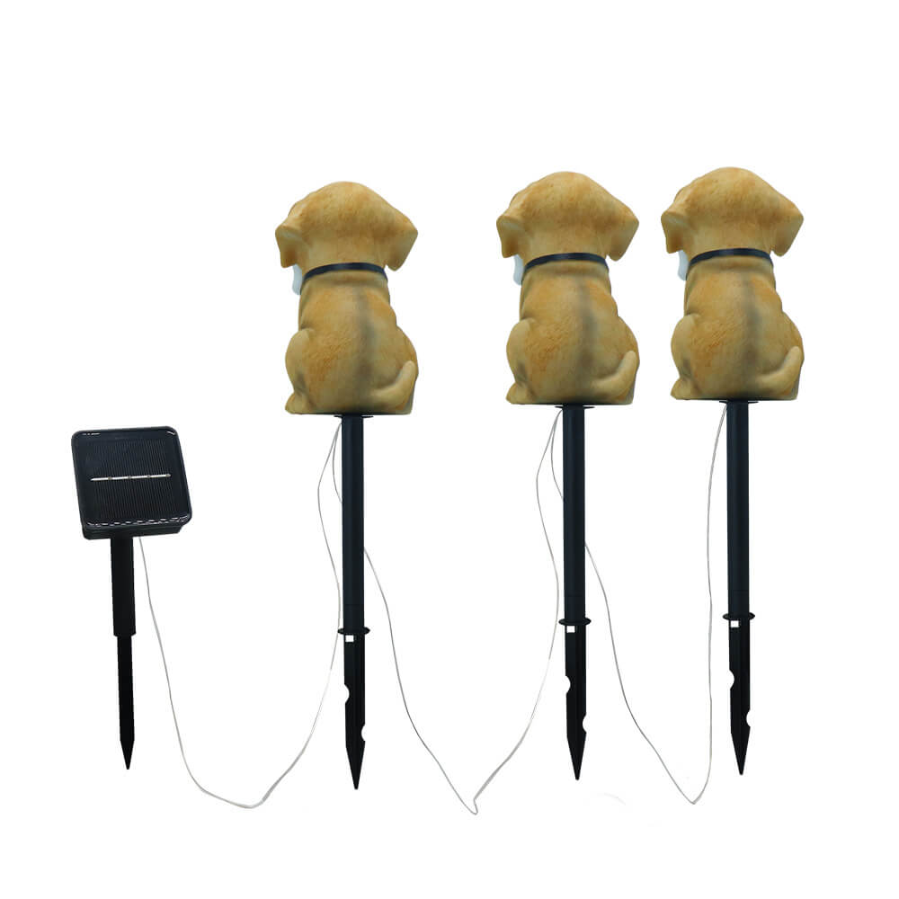 Schattige Puppy Tuinlamp met – Geel – (1 Lichtbron)