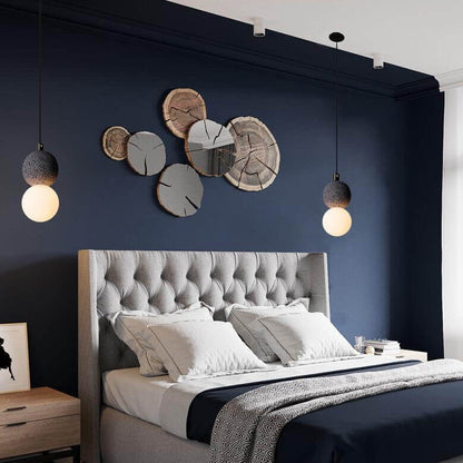 Stenen Japandi Hanglamp – Zwart/Roze/Grijs – E14 Fitting