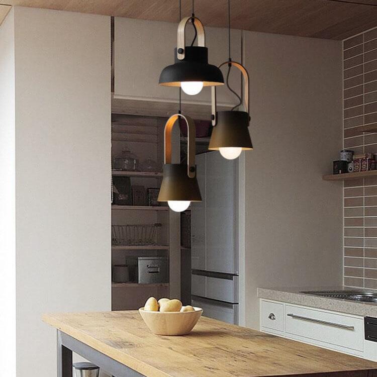 Kleurrijke Moderne Hanglamp – Metaal & Hout met E26 Fitting