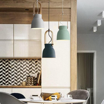 Kleurrijke Moderne Hanglamp – Metaal & Hout met E26 Fitting