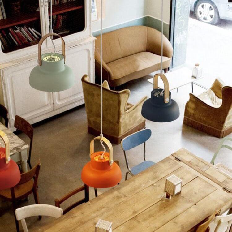 Kleurrijke Moderne Hanglamp met Metaal & Hout