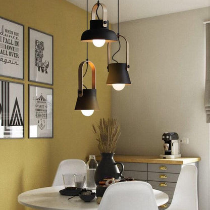 Kleurrijke Moderne Hanglamp – Metaal & Hout met E26 Fitting
