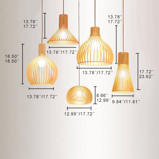 Moderne Houten Hanglamp – Japandi Design Beige – E26 Fitting