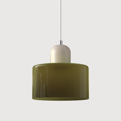 Tusa – Retro Hanglamp met Oranje Glazen Kap & Groene Bovenzijde