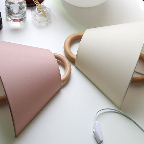 Moderne Houten Wandlamp met Stoffen Kap