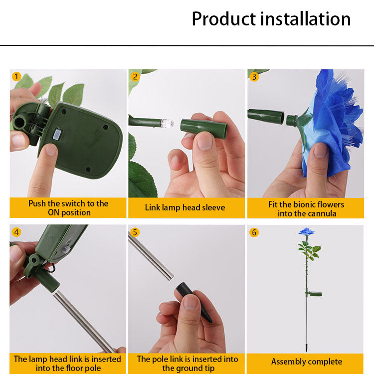 Solar LED Rozen Tuinlamp – Creatief Rood/Roze/Blauw/Champagne – 1.2 V (1 Lichtbron)