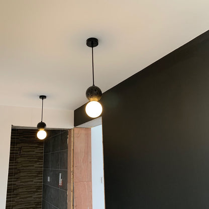 Stenen Japandi Hanglamp – Zwart/Roze/Grijs – E14 Fitting