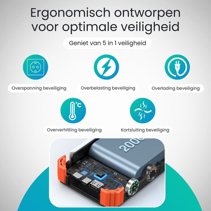 Lumio – Extra Krachtige Solar Powerbank 20000mAh met zonnepaneel & draadloos opladen