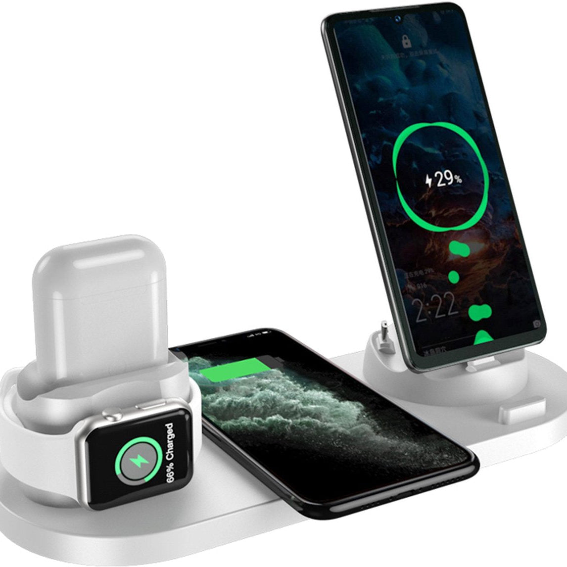 Lumio - 6-in-1 Draadloos Oplaadstation – Geschikt voor iPhone, Apple Watch & AirPods