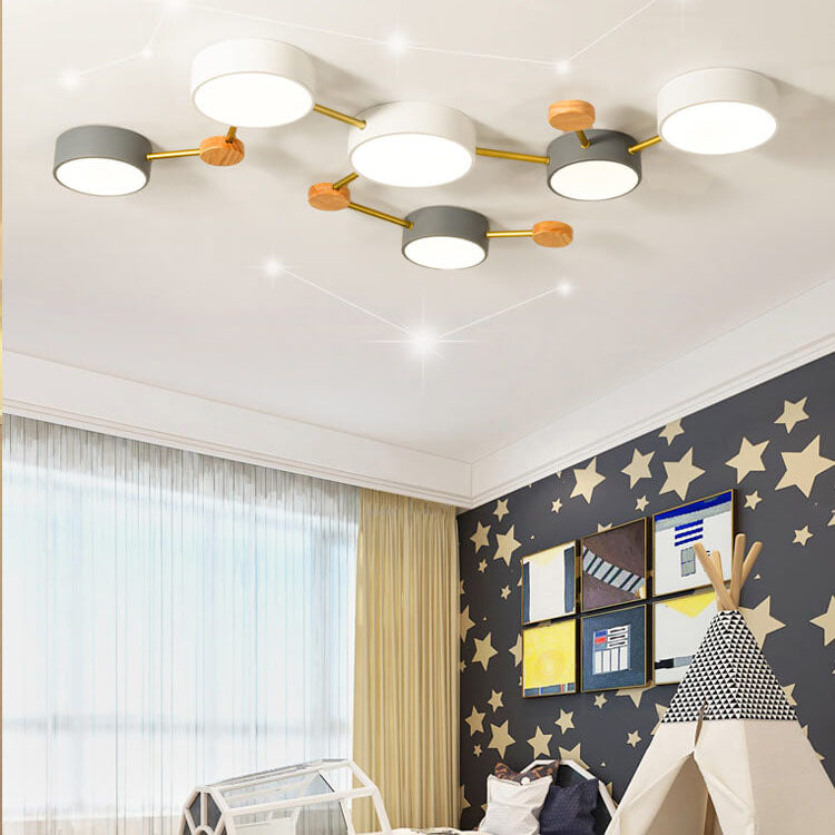 Modulaire Moderne LED Plafondlamp met Hout en Acryl in een Strak Design