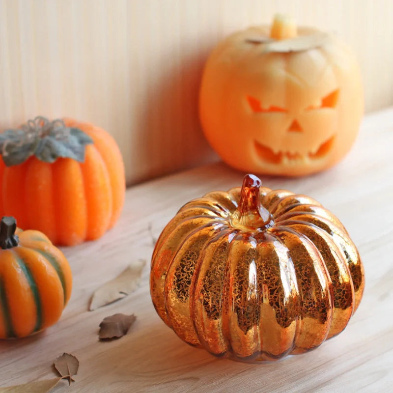 Handgeblazen Glazen Herfsverlichting– Met Timer en Warm Wit Licht