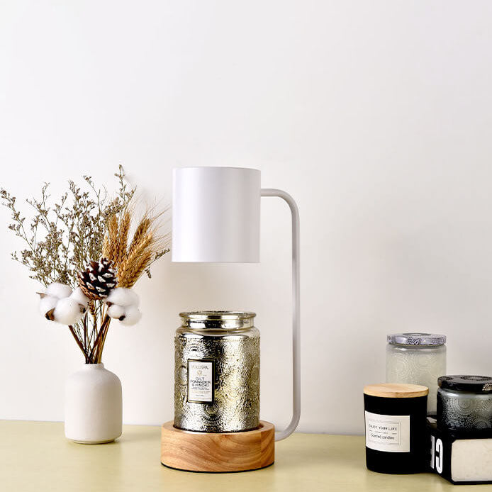 Moderne Houten Tafellamp met Kaarshouder