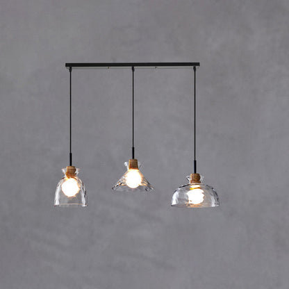 Moderne Glazen Hanglamp met Houten Accenten – Diverse Designs