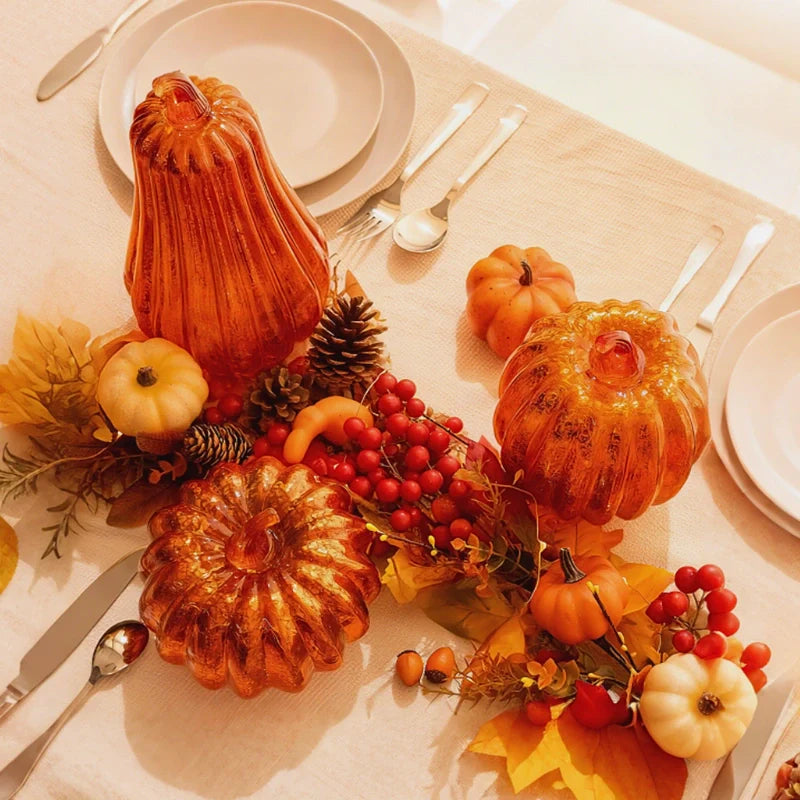 Handgeblazen Glazen Herfsverlichting– Met Timer en Warm Wit Licht