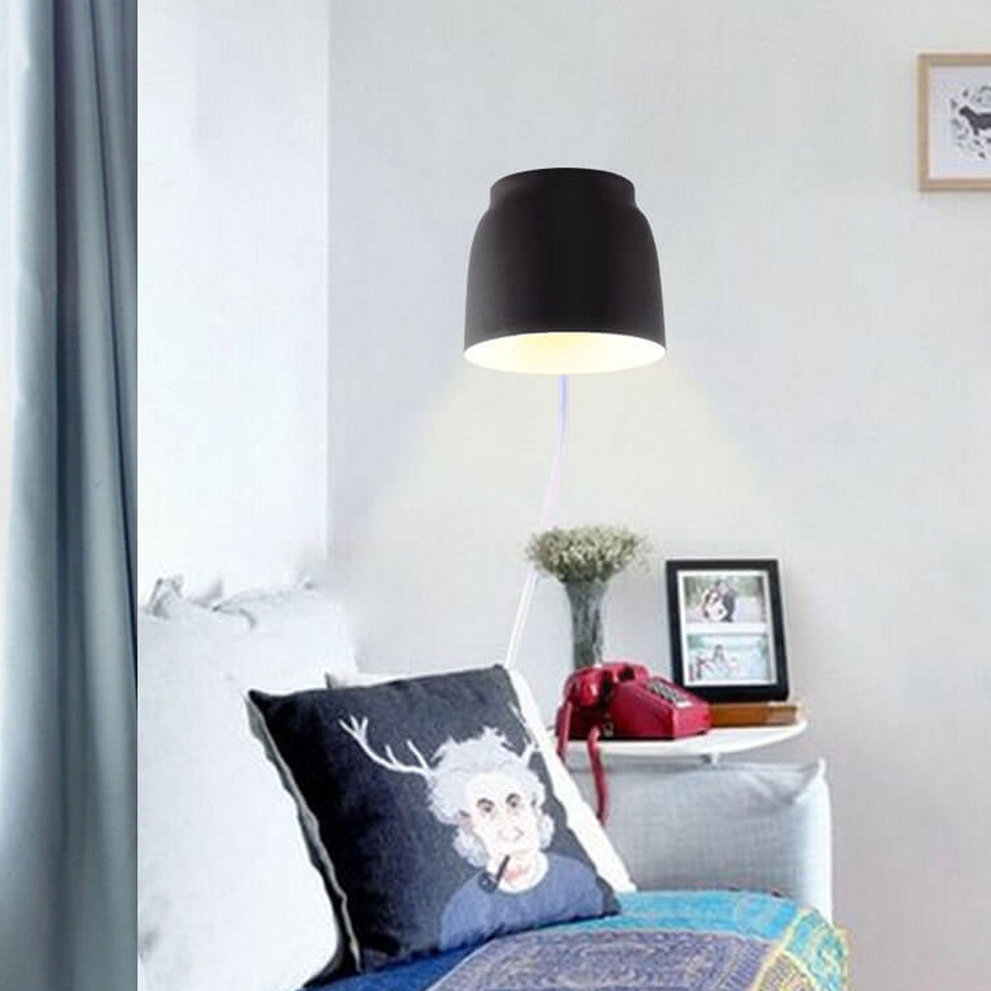 Moderne Wandlamp van IJzer en Hout – Zwart, Wit of Grijs