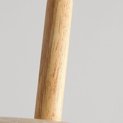 Japanse Hanglamp – Geel Travertin met Houten Accent en Geïntegreerde LED